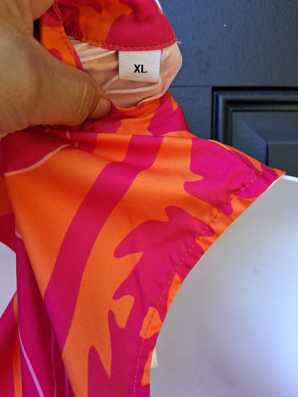 Sleeveless Orange and Pink Button-Front Midi Dress - Picture 6 of 7
